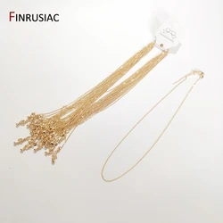 High Quality Real Gold Plated Thin Necklace Chain, 45cm Simple Trendy Adjustable Chain for DIY Necklace Making Findings