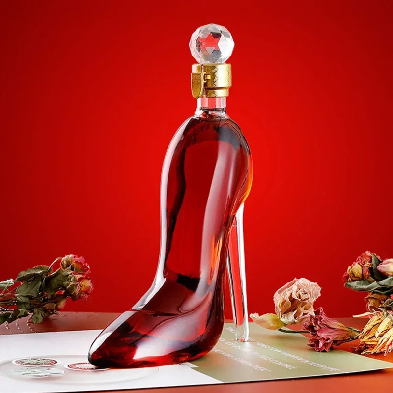 Special-shaped High-heeled Shoes Decanter Creative Shape Household White Wine Red Wine Bottle Glass Empty Wine Bottle Craft