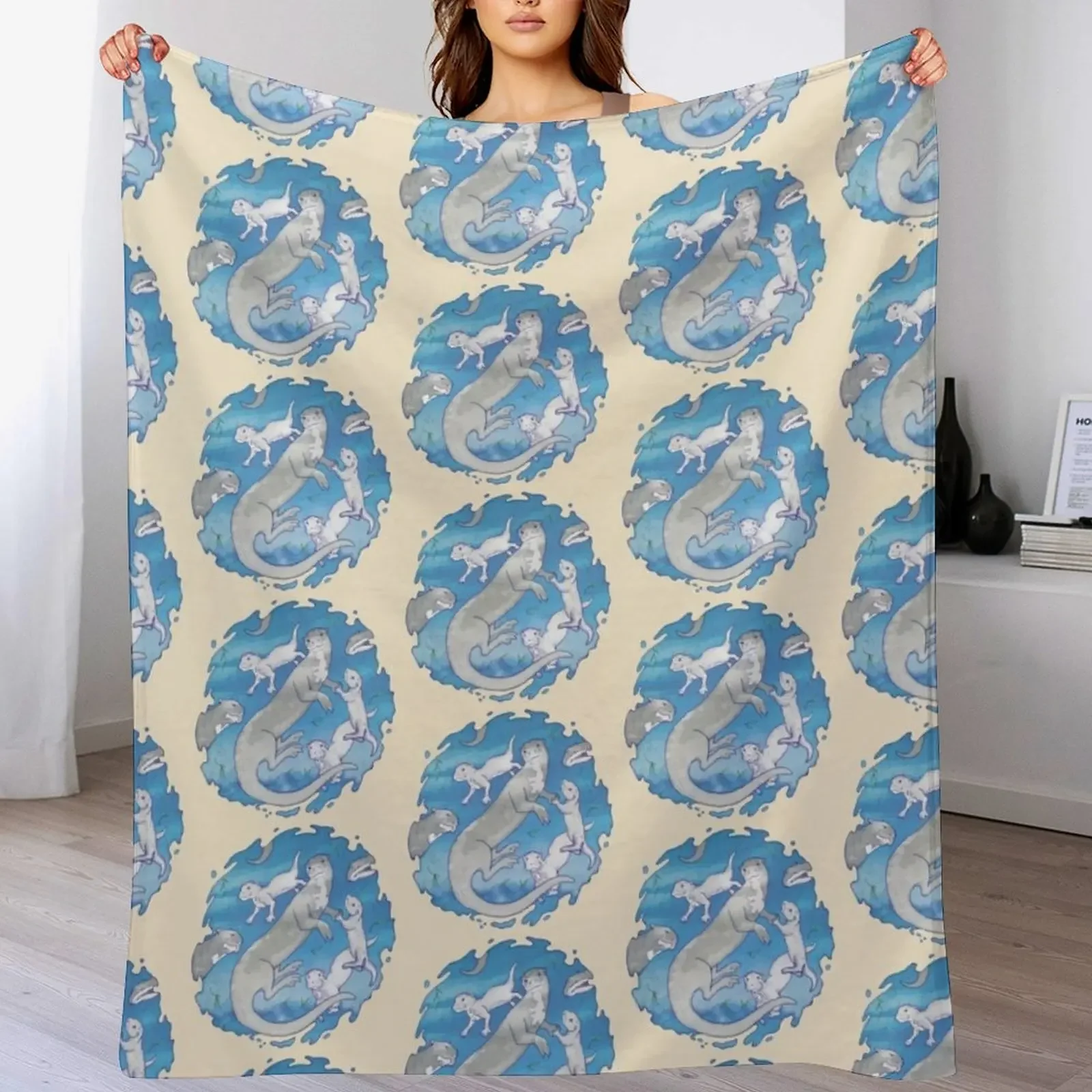 Giant River Otter Throw Blanket Soft Warm Blanket Gift for Men Women Adults