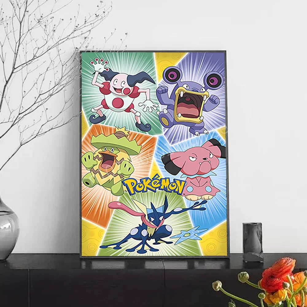 Póster clásico de Pokémon de Anime, periféricos Kawaii de Pikachu, decoración de dormitorio para niños, Cuadros artísticos de acuarela, pintura en lienzo, Cuadros