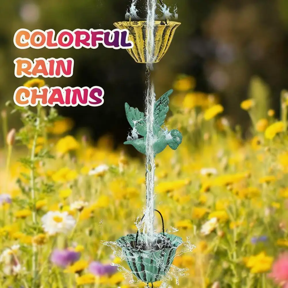 Hummingbird Rain Chain Outdoor Home Decor Rain Chain Colorful Hummingbird Iron Rain Chain for Garden for Gutter for Outdoor