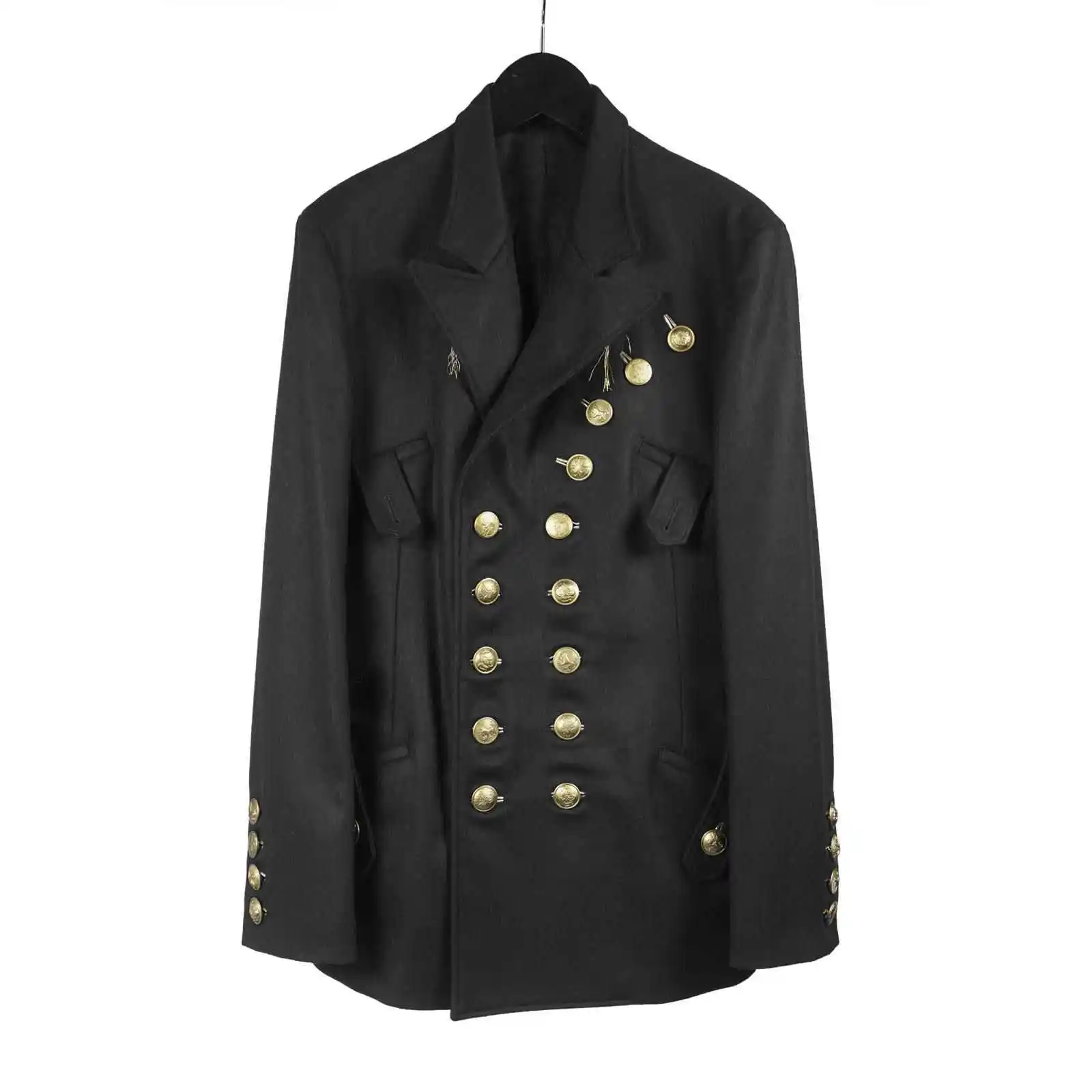 

TOP-YAMAMOTO Japanese original design Dark and niche black woolen coat with gold buttons and suit
