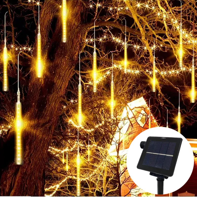 

LED Solar Meteor Shower Rain Lights 30cm 8 Tubes Outdoor Waterproof Garden Decor Street Garland Christmas Landscape Light