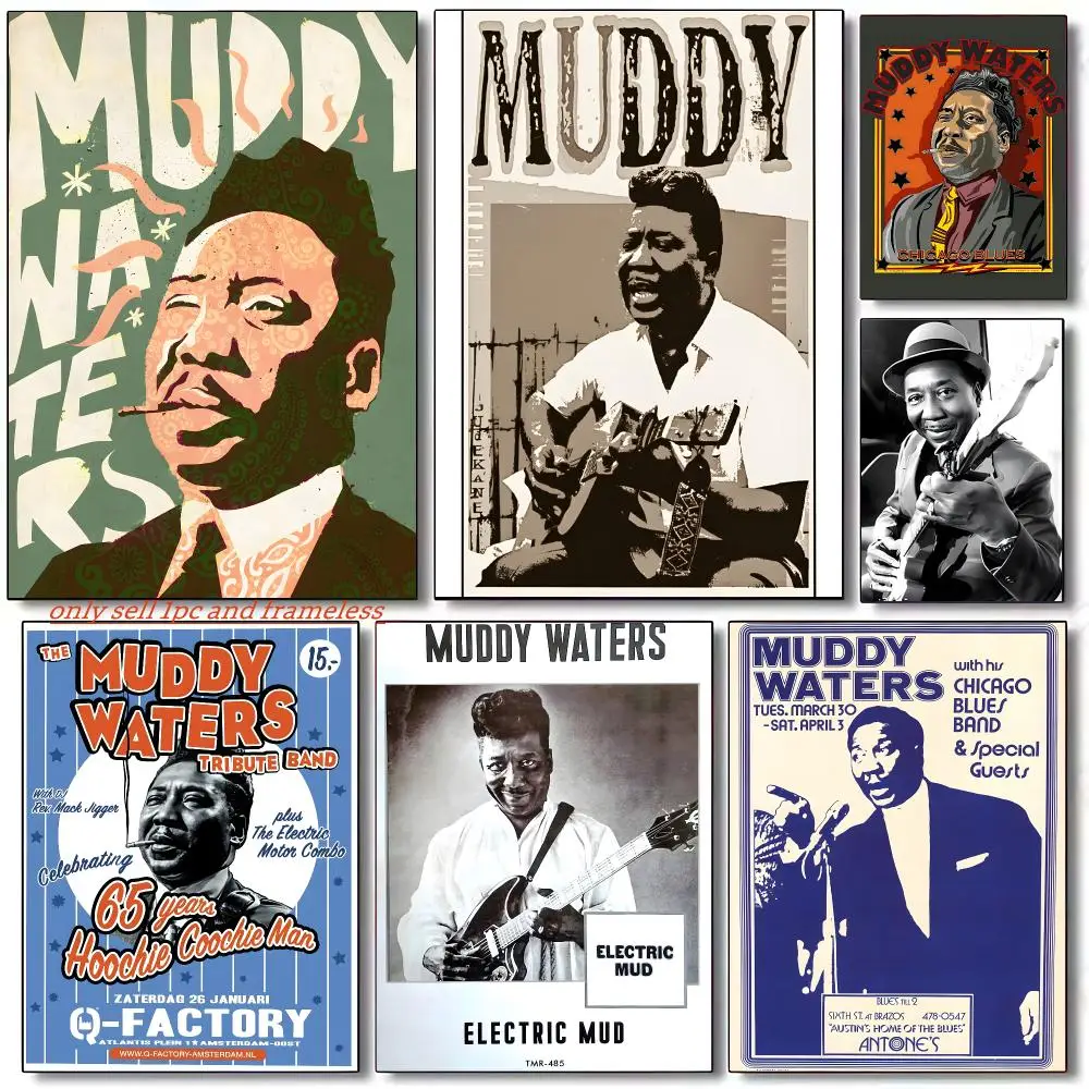 Chicago Blues Music M-Muddy Waters Poster Wall art poster paintings are suitable for clubs living rooms and bedroom