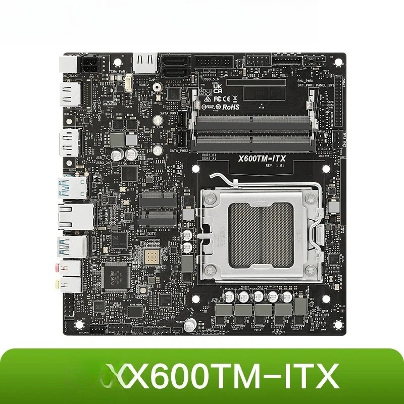 X600TM-ITX Thin Mini ITX Motherboard for AMD Ryzen 7th/8th Gen AM5 Socket All-in-One Host Mainboard High-Speed DDR5 Support