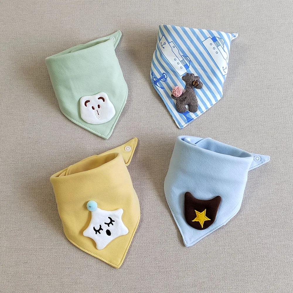 4 Pieces Baby Boy Bibs Cotton Triangle Soft Saliva Towel Baby Girl Feeding Apron Bandana Bibs Set Newborn Accessories