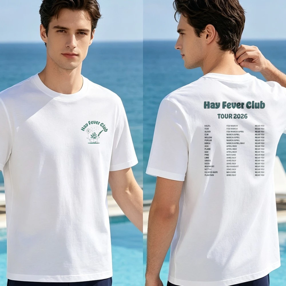 Funny Hay Fever Club Tshirt Retro Allergy Sufferer Gift Concert Tour Tee High Quality Cotton Graphic Shirt Funny Unisex Clothing
