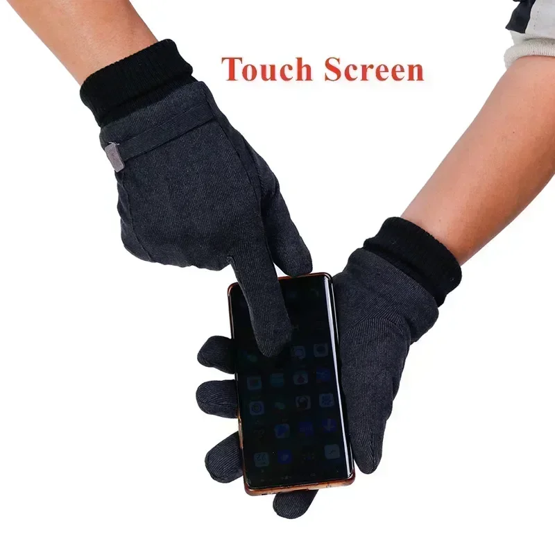 Guanti da uomo d\'affari invernali addensati tenere al caldo guanti da moto antivento panno velluto TouchScreen guida all\'aperto guanti maschili