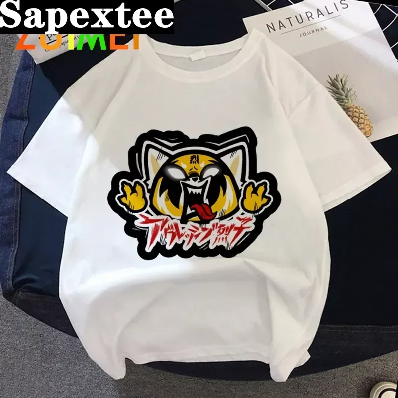 Women Anime Japanese Aggretsuko Harajuk Print T-shirt Tops 2020 Summer Fashion Short Sleeved Cartoon T-shirt  Girl,Drop Ship