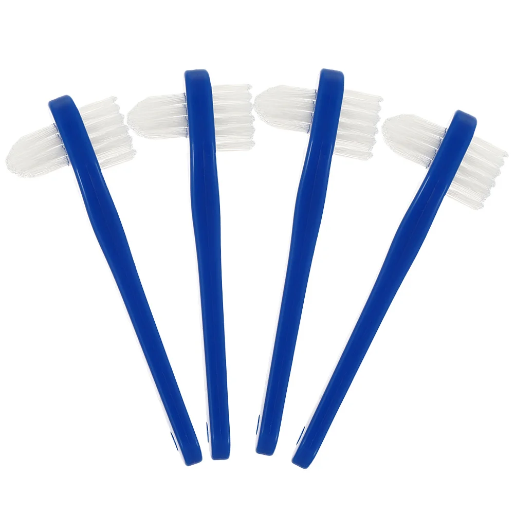 

4Pcs Denture Cleaning Toothbrushes Dual Heads Compact Travel Denture Brush Comfortable Grip Effective Plaque Removal Lightweight