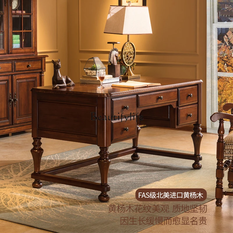 *Amerikanischer Schreibtisch, komplett aus Massivholz, Maltisch, Retro-Studienmöbel, Schreibtisch