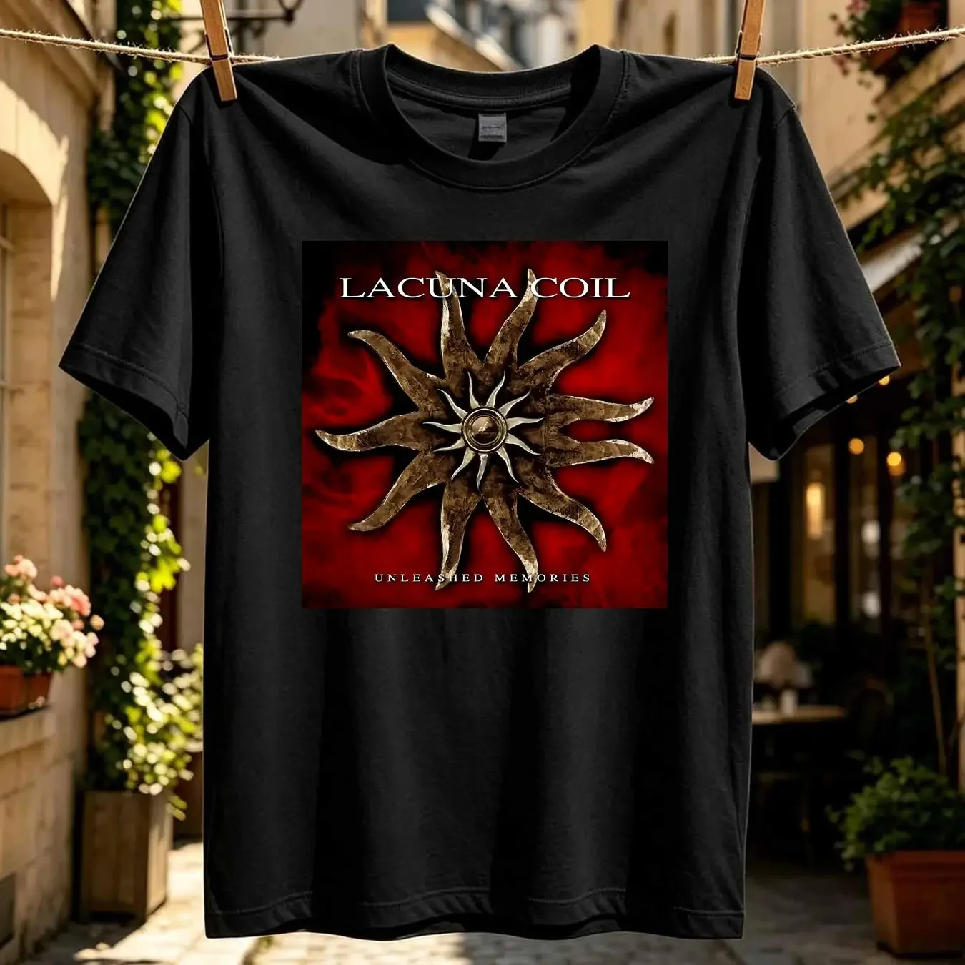 washed T Shirt Hot Lacuna Coil Unleashed Memories Album New Men S 234XL P322 long sleeves vintage Washed Unisex Breathable