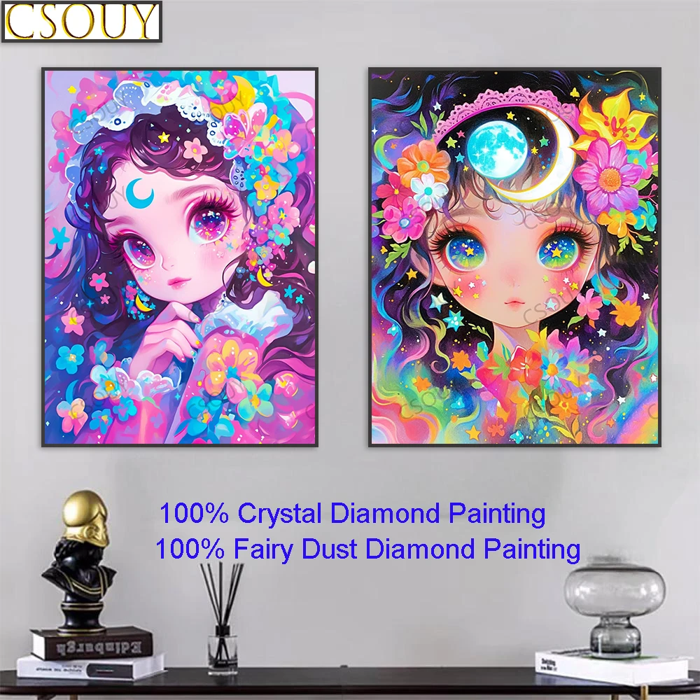 

Fantasy Imagery Girl 100% Fairy Dust Square Diy Diamond Painting Cross Stitch Embroidery Mosaic Home Decor Needlework Crystal AB