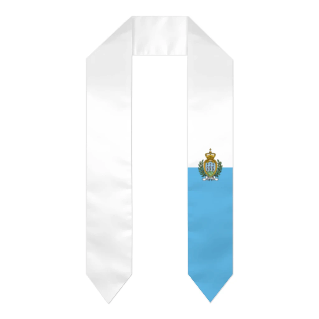 

San Marino Flag Thick Graduation Sash Stole Scarf Double Sided Honor Stole For Graduation Students Class Of 2024