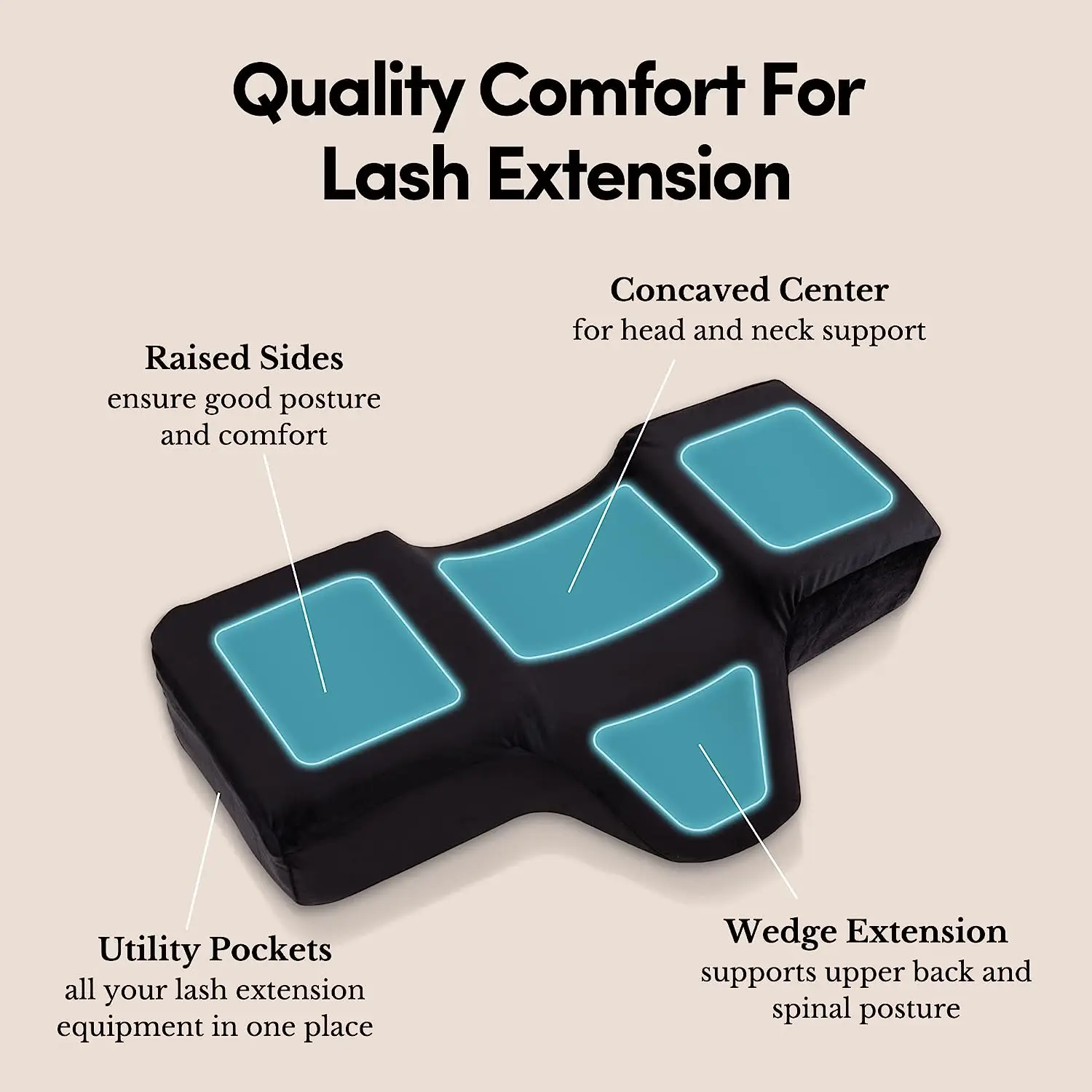 Lash Pillow for Eyelash Extension Memory Foam Ergonomic Curve Improve Cervical Soft Salon Pillows Makeup Lash Extension Supplies