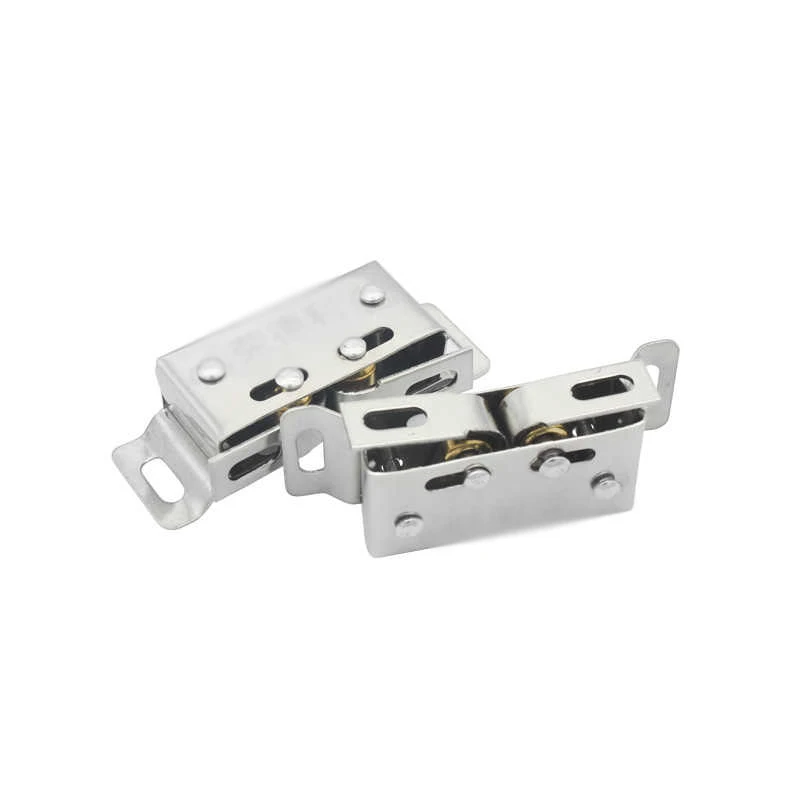 Botão de aço inoxidável casa guarda-roupa porta fivela grânulo roda dupla mola bloqueio fixo estante armário porta fivela