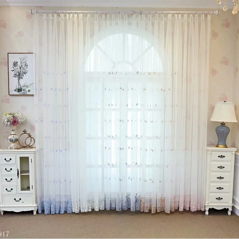Peacock Embroidered Tulle Curtains for Living Dining Room Bedroom European Luxury Custom Size Window Wedding Decoration