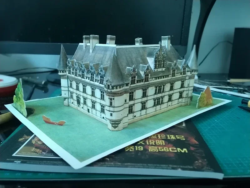 Modelo de papel 3D Azel Le Lido Castle Building Manual de bricolaje
