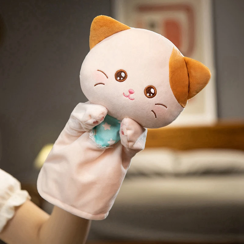 Kawaii peluche chat cerf Shibu Inu peluche marionnette à main jouet éducatif anniversaire cadeau de noël