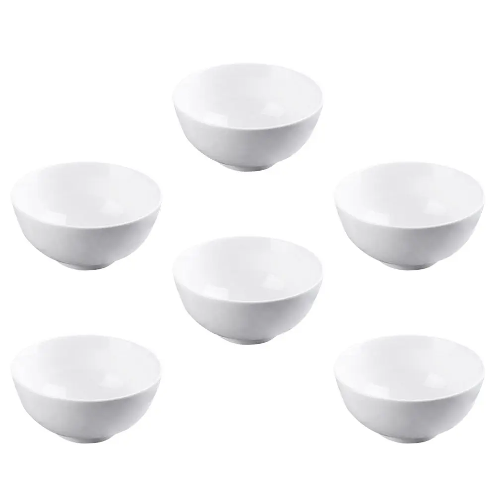 

6Pcs Porcelain Rice Bowls White Scratch Proof Insulated Tableware for Serving Soup Salad Cereal Daily Use Home Restaurant