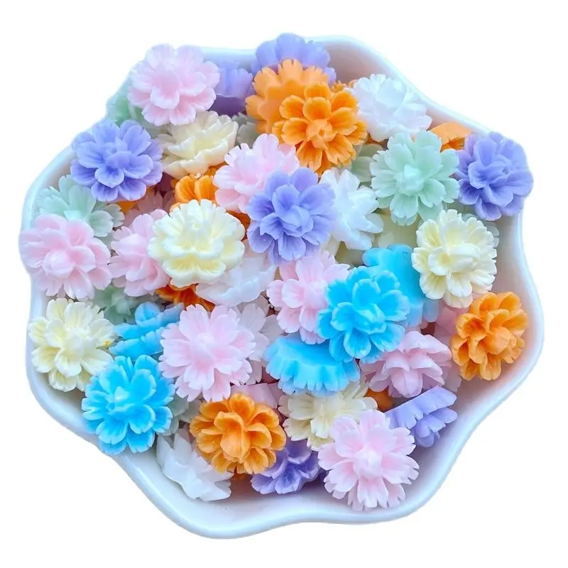 60Pcs New Cute 12mm Mini Little Flower Series Resin Flatback Ornament Jewelry Making Manicure Hairwear Accessories