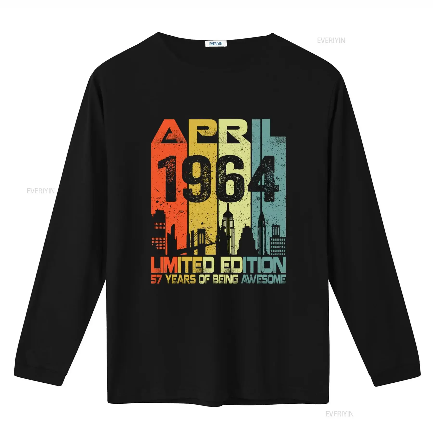 Vintage April 1964 57 Years Of Being Awesome Limited Edition T Shirt  vintage Washed Stretched graphic homme Casual Comfortable