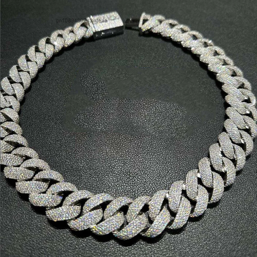 Bold 16mm Moissanite Cuban Link Chain Necklace Luxurious Silver 925 Miami for Unisex Glamour.