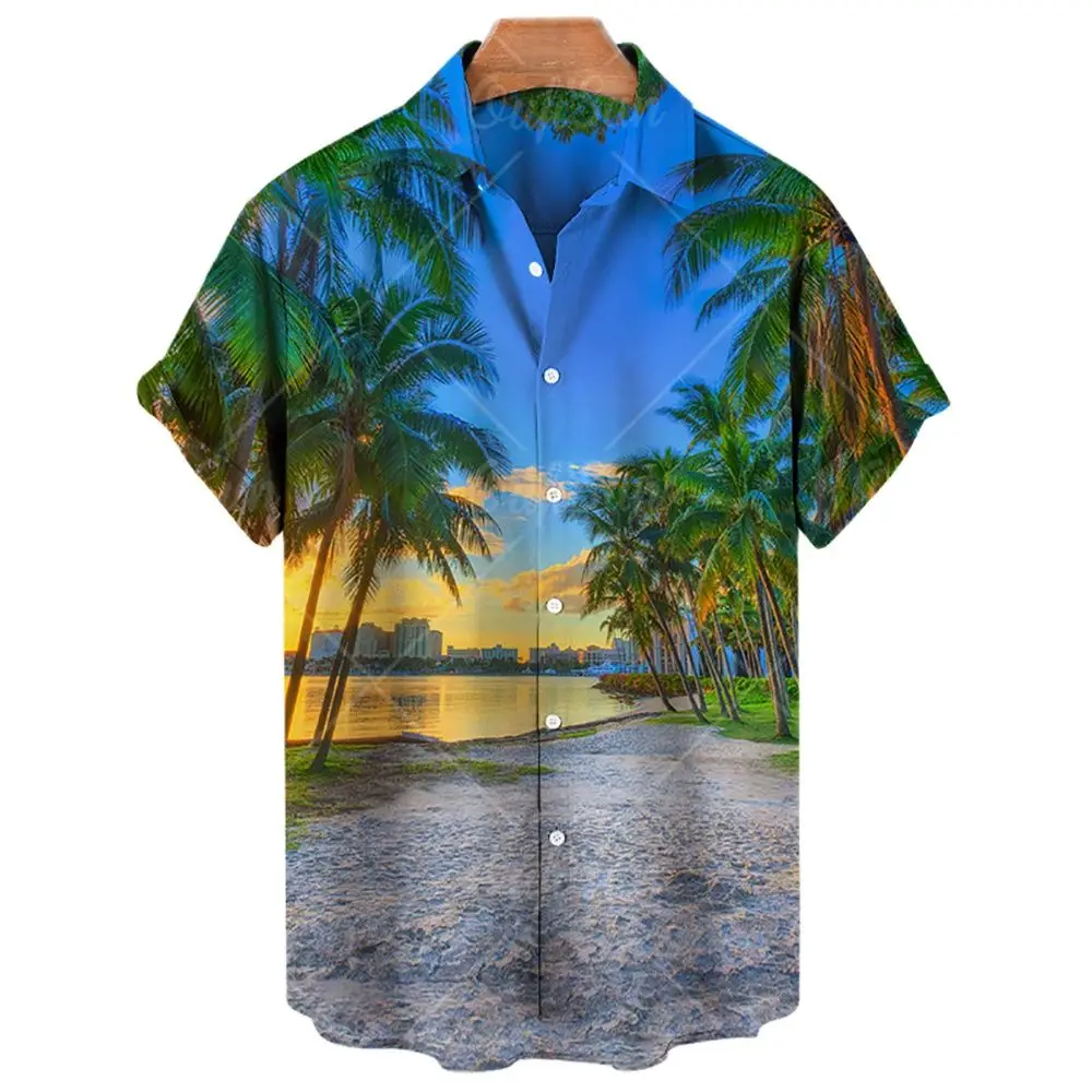 

Summer New Men's Hawaiian Shirts Neutral Beach Style Fashion Casual Short Sleeves Comfortable Breathable Oversized Shirts