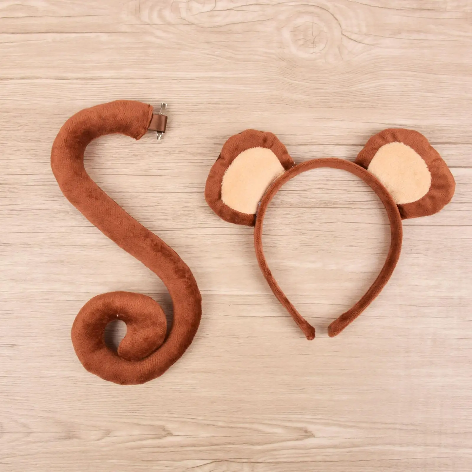 원숭이 귀와 꼬리 세트 가벼운 사랑스러운 머리 장식으로 가장 무도회 할로윈 크리스마스 테마 파티 무대 공연에 적합