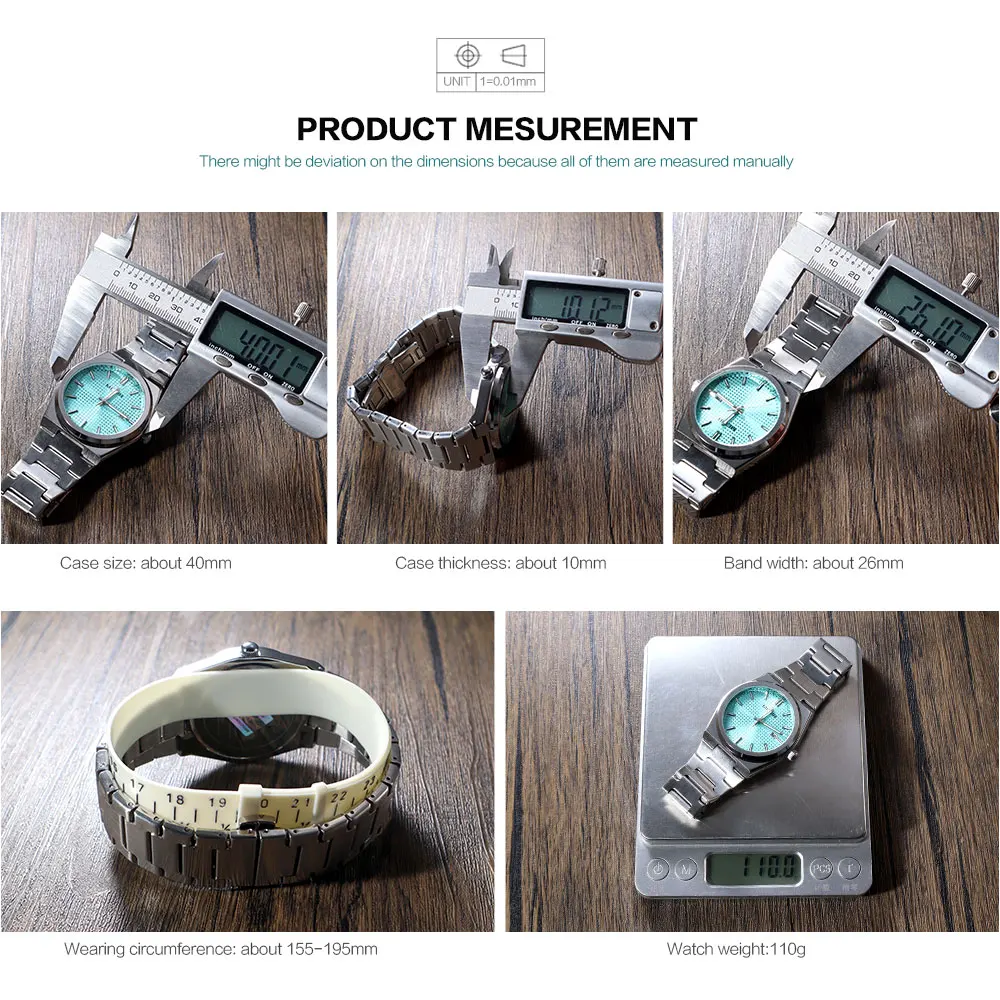 MEGIR Fashion Analog Quartz Watch for Men Steel Strap Dress Waterproof Luminous Wristwatch with Calendar Aquamarine Dial 1086