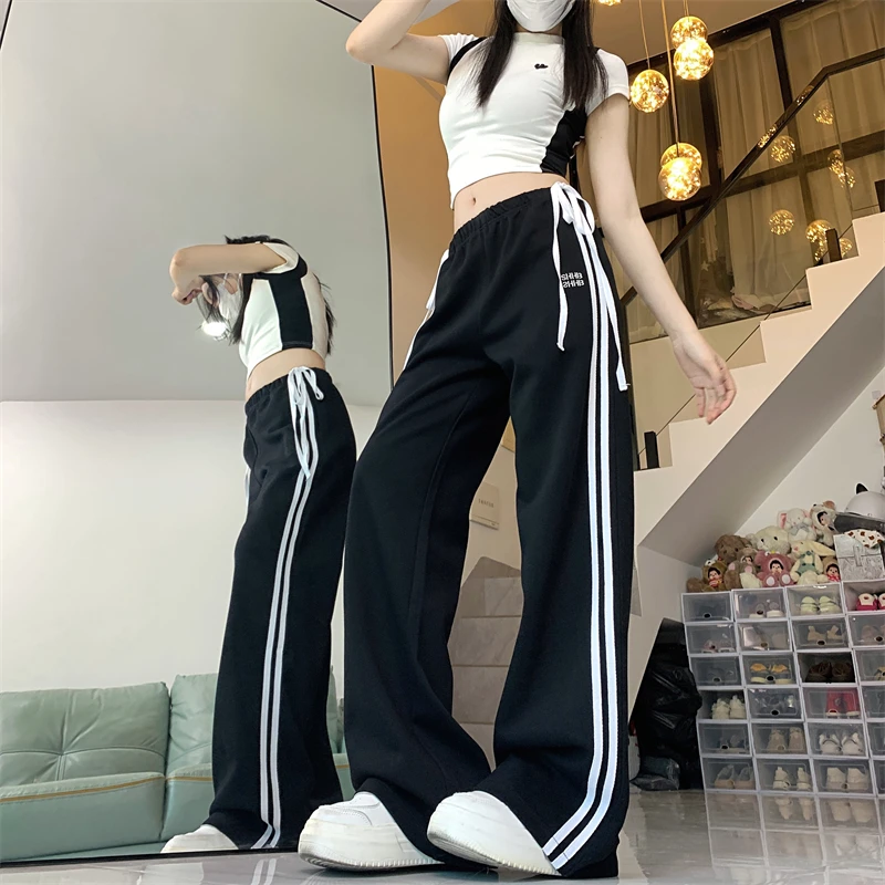 

Design sense tie bow casual pants for women 2024 new loose high waisted slim wide leg long pants trend