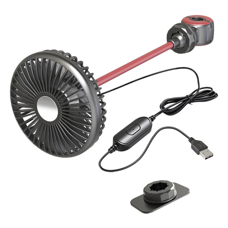 

1 Piece USB Portable Fan For Car Backseat Fan Black & Red Strong Wind 5V Fan With Adjustable Clip Electric Car Seat Fan