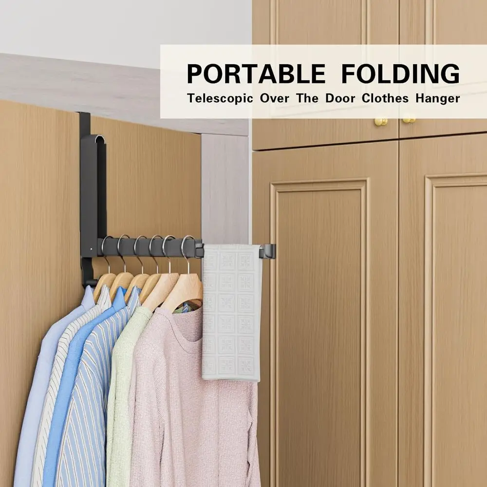 Portable Over-Door Drying Rack with Hooks for Towels, Clothes, and Laundry - Space Gray, 1 Pack