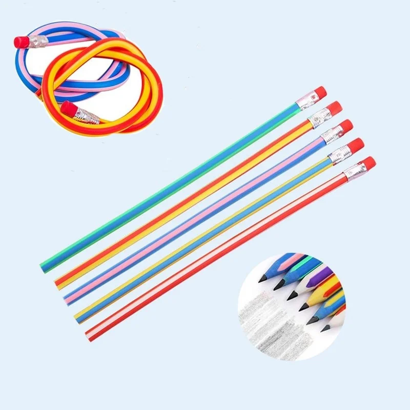 10 stücke bunte magische biegsame flexible weiche Bleistift mit Radiergummi Stift Student schreiben Zeichnung Weihnachten Bleistifte Schule Bürobedarf