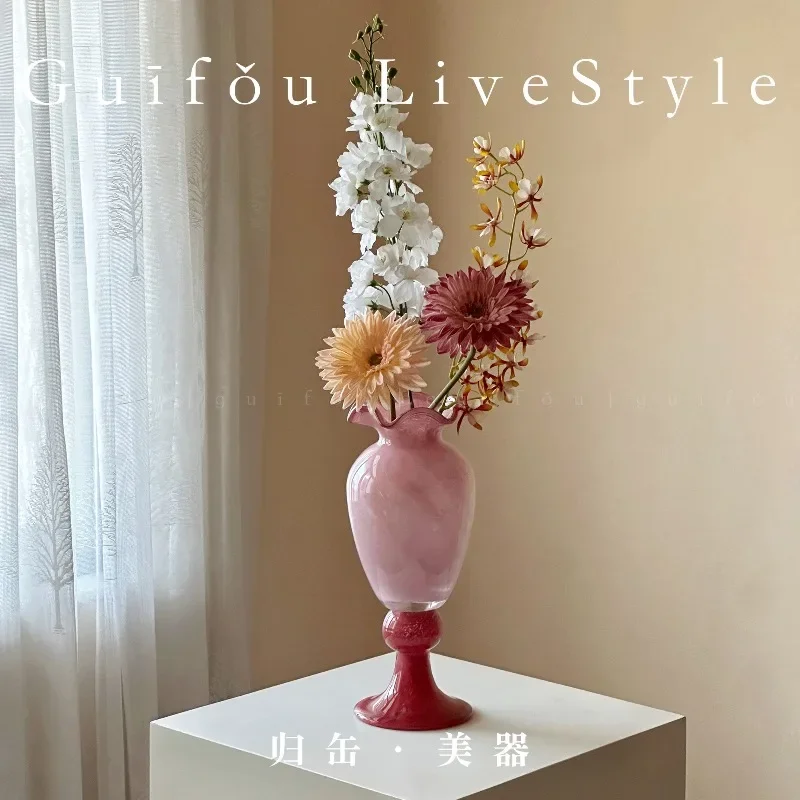 Pink year housewarming gift French vintage Fenton super nice artistic flower arrangement vase