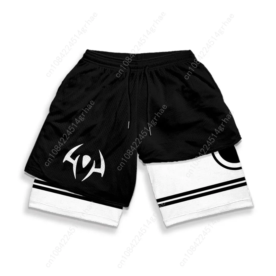 Anime Short Gyms Bilayer 2-in-1 Sports Shorts For Men Sweat-absorbent Quick-drying And Breathable Outdoor Sports Jogging Pants