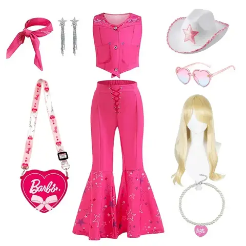 Girls Cowgirl Dress Girls Costume for Kids Girls Cosplay Birthday Party Princess Pink Halloween Carnival For Girls Top Trousers