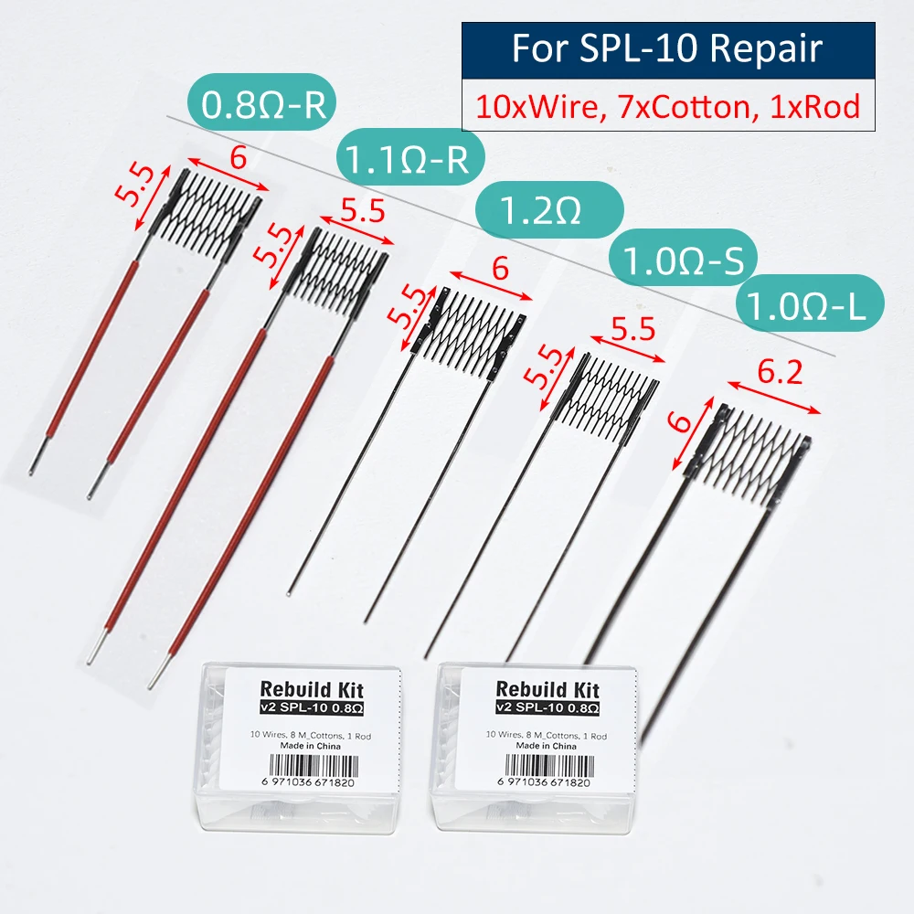 5Type SPL-10 Resistance Wire Kit Repair Tool Accessary Parts 1.0/1.2/1.1/0.8ohm OK Heat Wire