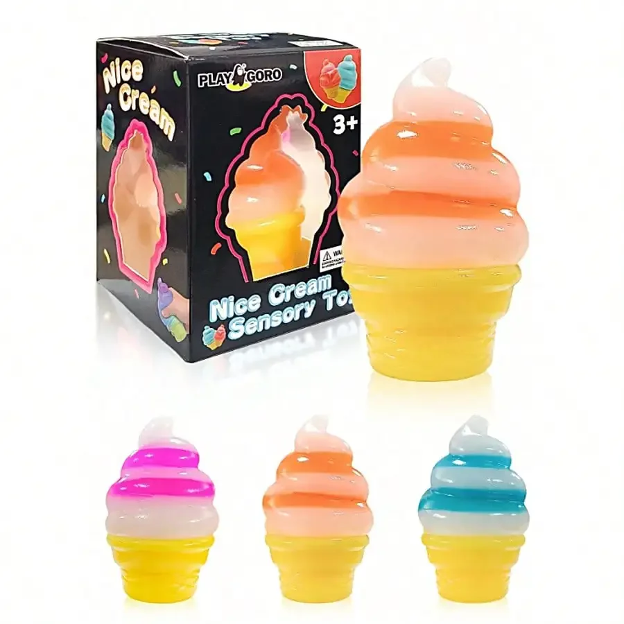 Hot Soft Elastic Slow Rebound Gradient Macaron Ice Cream Squishy Toy Realistic Squeezable Anti Deform Portable Desktop Fidget