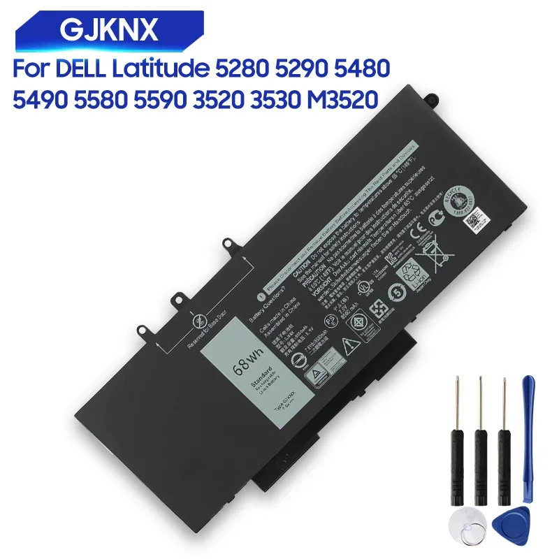 Replacement Battery For DELL Latitude 15 5591 5280 5290 5480 5490 5580 5590 3520 3530 M3520 M3530 P27S GJKNX Batteries 68Wh