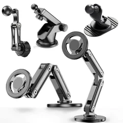Magnetic Car Phone Holder Alloy 360 Rotation Foldable Phone Stand for Iphone 14 13 12 11 Pro Max Samsung S23 Xiaomi In Car Mount