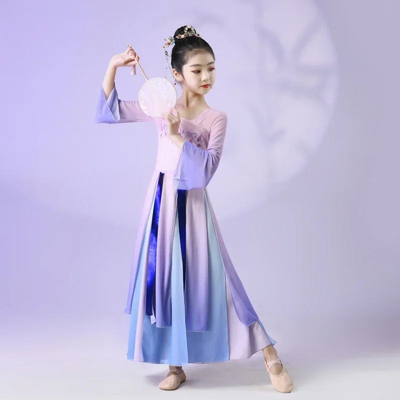 Children's classical dance performance clothes Charm elegant gauze clothes Chinese fan dance Hanfu training clothes Girls' dance