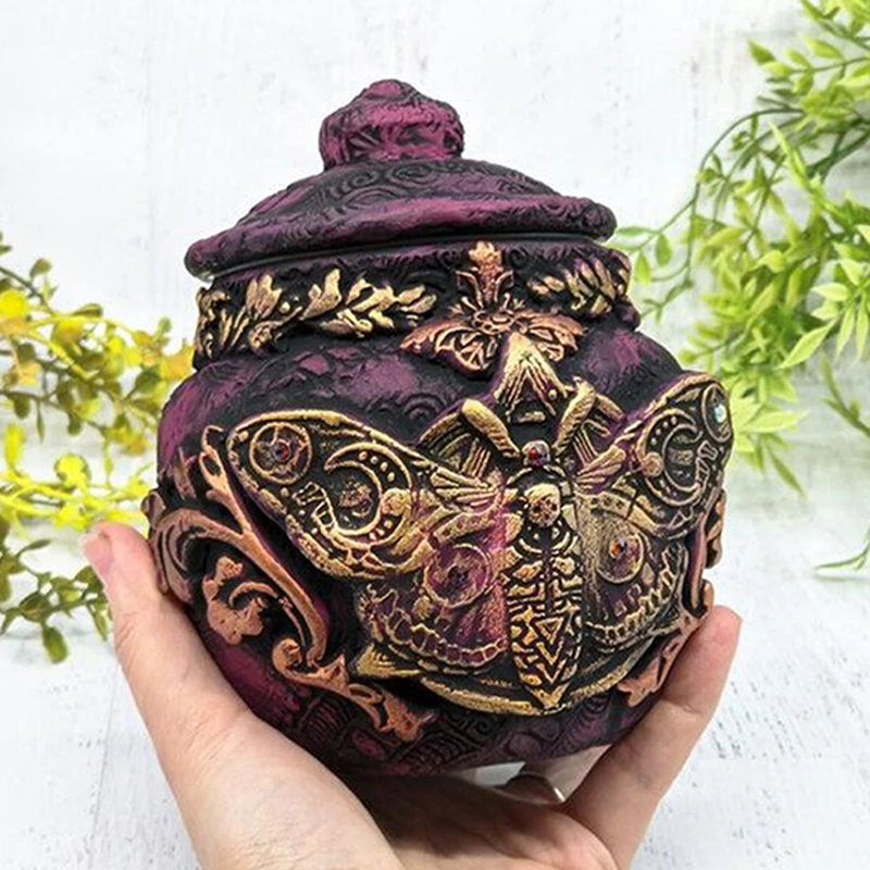 1PC Vintage Decorative Bottle Resin Ornaments Birthday Gifts Witch Bottle Celestial Moon Potion Jar Gothic Witchcraft Sculpture