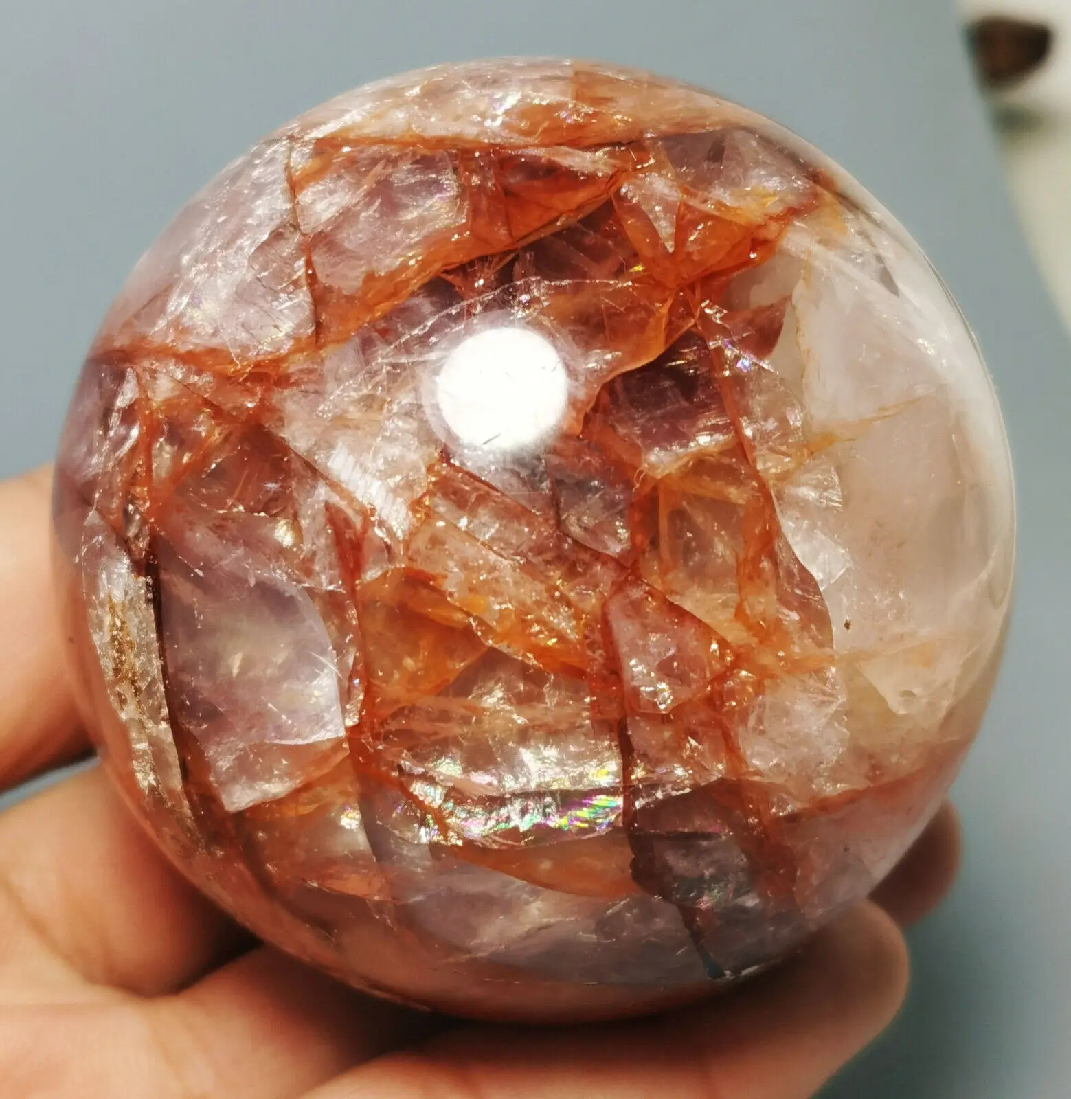 Natural Crystal Red Fire QUARTZ Hematoid Crystal Polished sphere Ball Reiki Healing