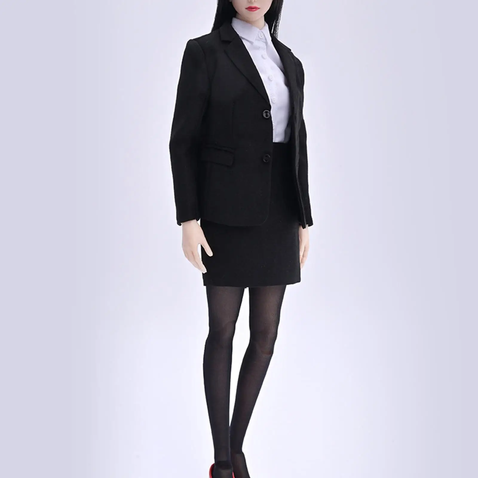 

1/6 Scale Female Clothes White Long Sleeved Shirt Suit Jacket Suit Skirt