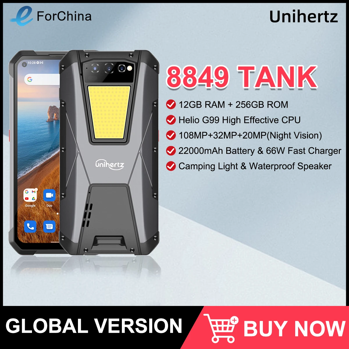 Unihertz 8849 Tank Rugged Phone Android 12 Octa-Core 12GB+256GB ROM 6.81