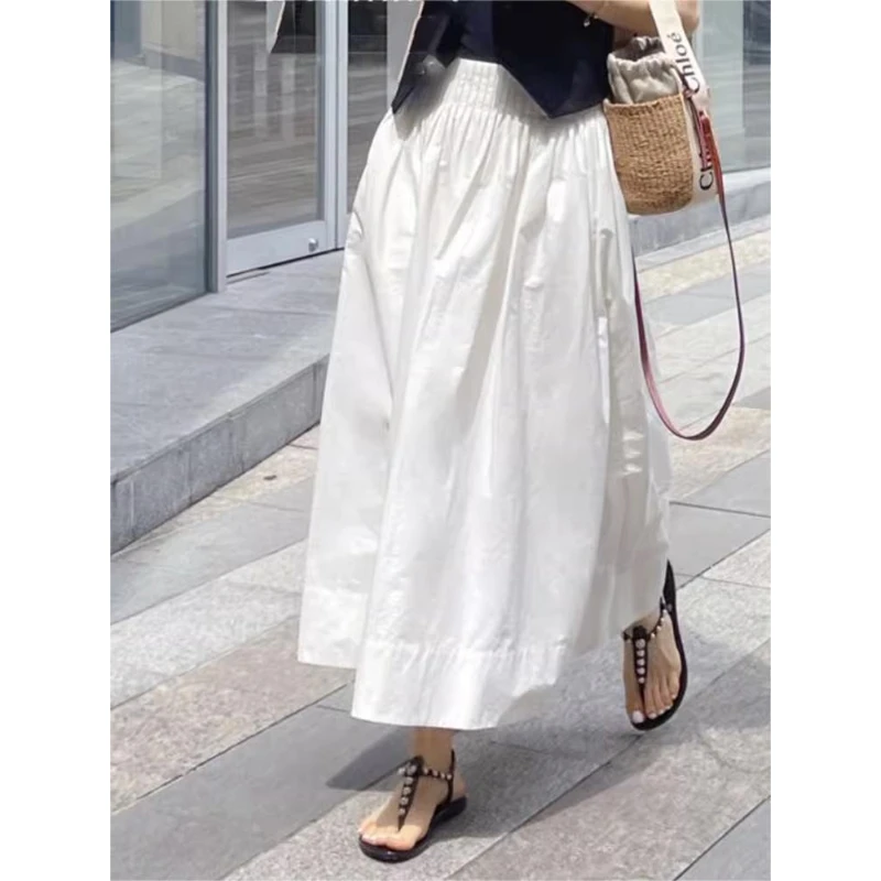 

Новая женская модная юбка Bifai: тонкая белая юбка А-силуэта с высокой талией на резинке, стройнящая, для весны и лета