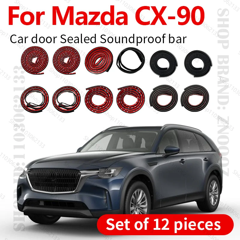 

For 2023-2025 Mazda CX-90 Car Door Seal Strip Rubber Double Layer Sealing Protector Soundproof Strip Dustproof Seal Strip 12PCS