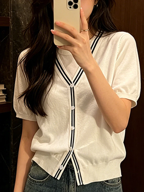 

plus Size Summer New Women's Knitted Loose T-Shirt Cover Belly Versatile Casual Breathable Short Sleeve Top for plus Size