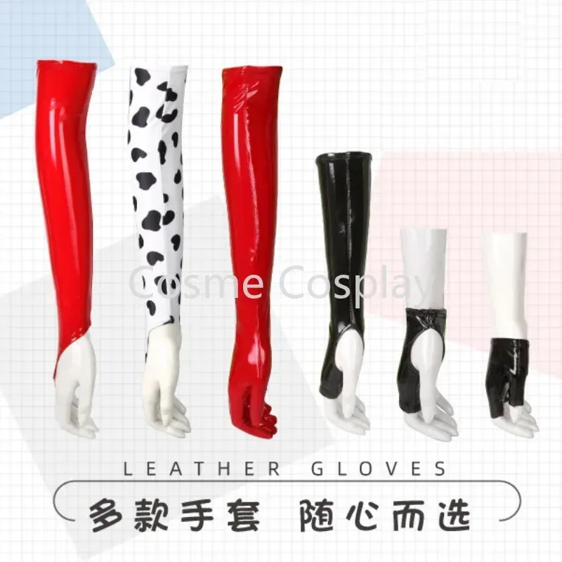 Cos guantes de pintura largos cortos sin dedos dedos completos medio palma colgar dedo negro rojo blanco guantes de cuero látex